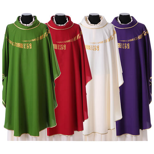 Liturgical vestment with IHS symbol embroidered 1