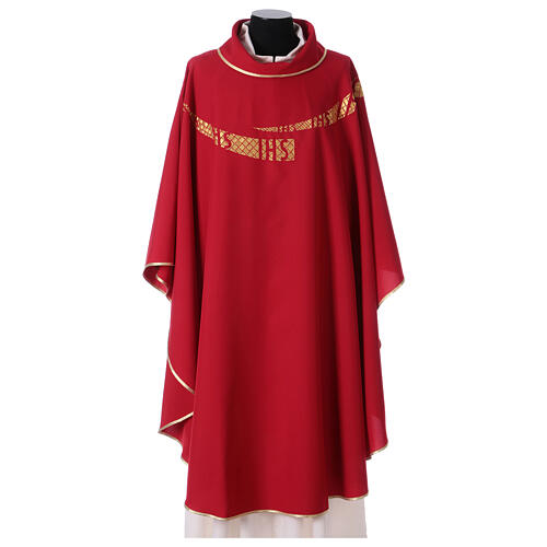 Liturgical vestment with IHS symbol embroidered 4