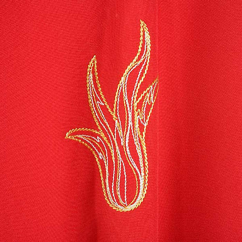 Rote Kasel aus Polyester mit Heiligem Geist und Flammen 4