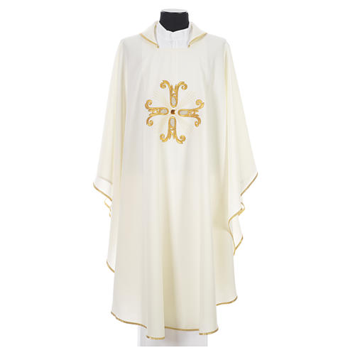 Catholic Chasuble with cross and glass pearl 4