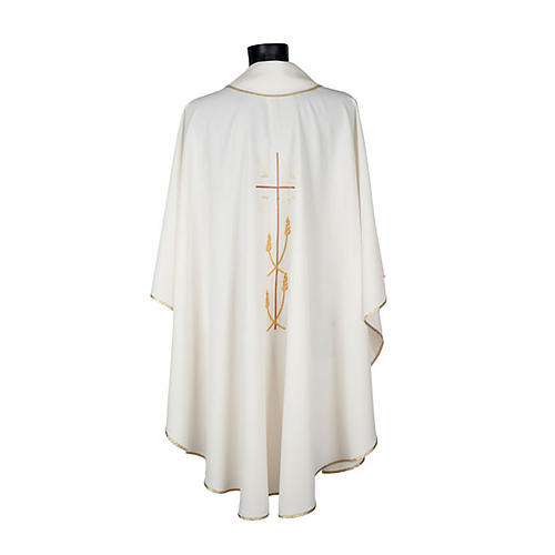 Monastic Chasuble in polyester with gold cross and ears of wheat 4