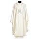 Marian chasuble in polyester with blue and gold embroidery s5