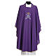 Chasuble Mariale polyester broderie bleue or s7