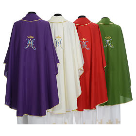 Casulas: Casula mariana sacerdote poliéster bordado azul ouro Casulas: Casula mariana sacerdote poliéster bordado azul ouro