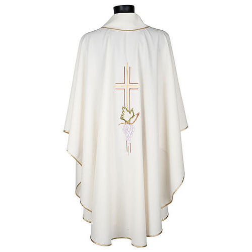 Liturgical vestment in polyester with grapes and double cross 3