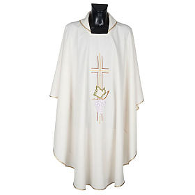 Liturgical Chasuble with grapes and double cross in polyester