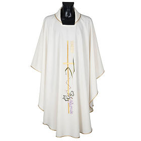 Liturgical vestment in polyester with grapes and long cross