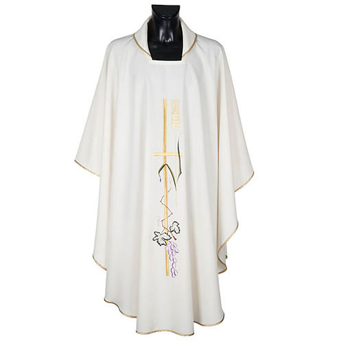 Liturgical vestment in polyester with grapes and long cross 1