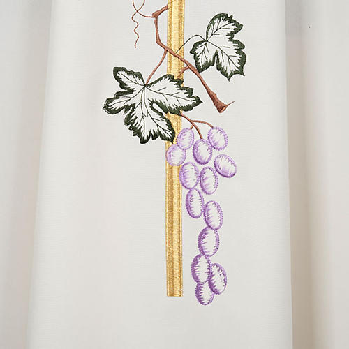 Liturgical vestment in polyester with grapes and long cross 3