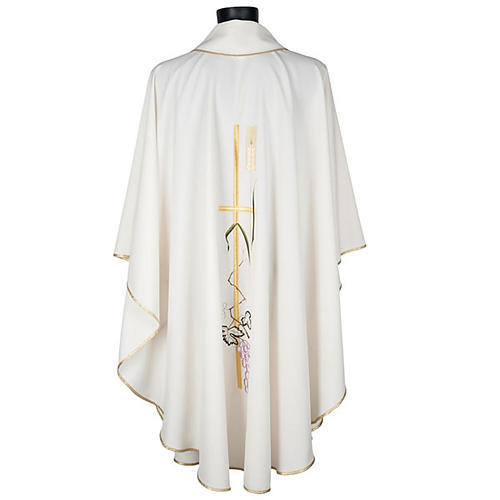 Liturgical vestment in polyester with grapes and long cross 4