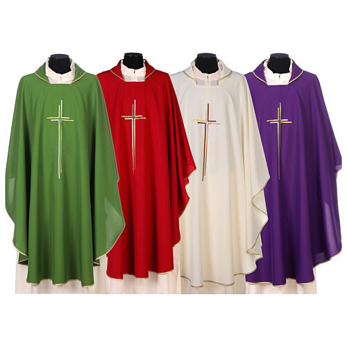 Liturgical vestment in polyester with stylized double cross 1