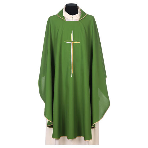 Liturgical Chasuble in polyester with stylized double cross 3
