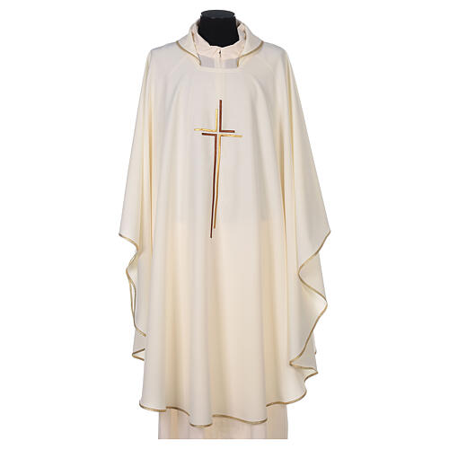 Liturgical Chasuble in polyester with stylized double cross 5