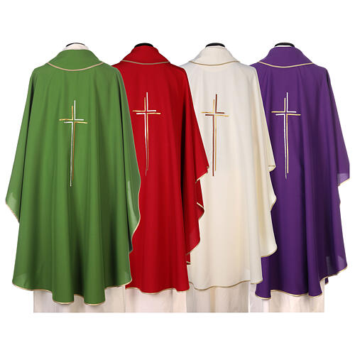Liturgical Chasuble in polyester with stylized double cross 7