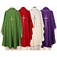 Liturgical Chasuble in polyester with stylized double cross s7