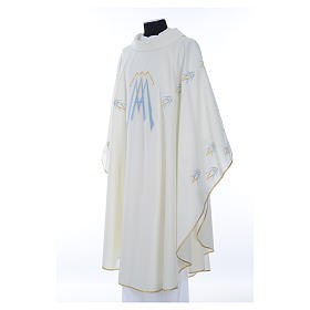 Chasuble in polyester with Marian symbol embroidery