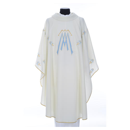 Chasuble in polyester with Marian symbol embroidery 1