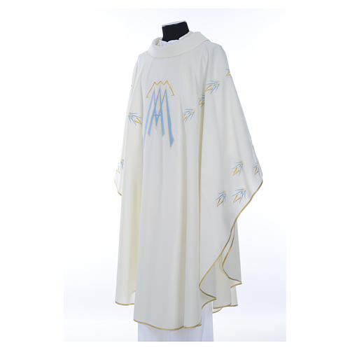 Chasuble in polyester with Marian symbol embroidery 2