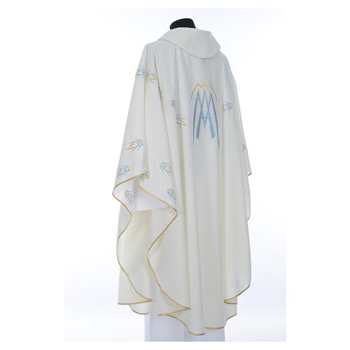 Chasuble in polyester with Marian symbol embroidery 3
