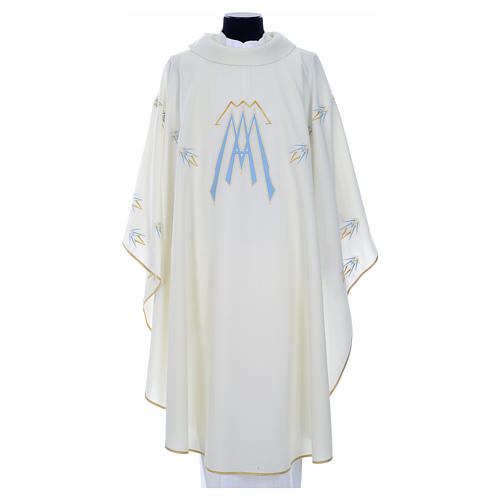 Chasuble in polyester with Marian symbol embroidery 5