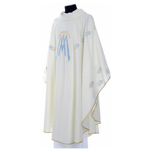 Chasuble in polyester with Marian symbol embroidery 6