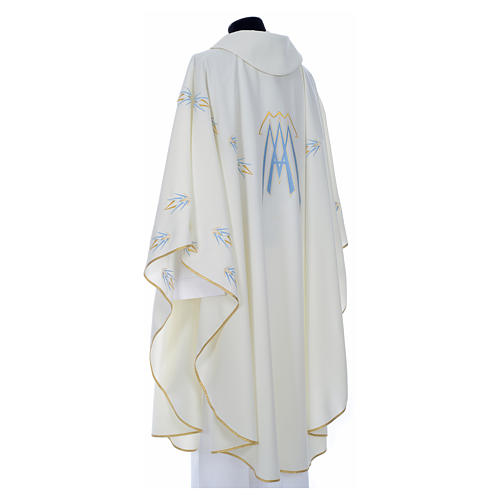 Chasuble in polyester with Marian symbol embroidery 7