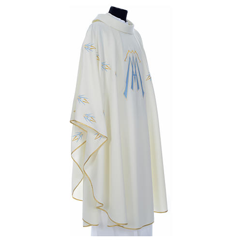 Chasuble in polyester with Marian symbol embroidery 8