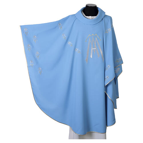 Chasuble in polyester with Marian symbol embroidery 6