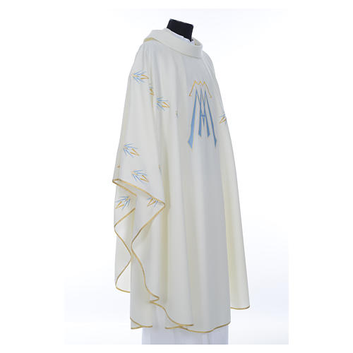 Catholic Chasuble in polyester with Marian symbol embroidery 4