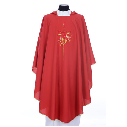 Chasuble in polyester with JHS and cross symbol 4
