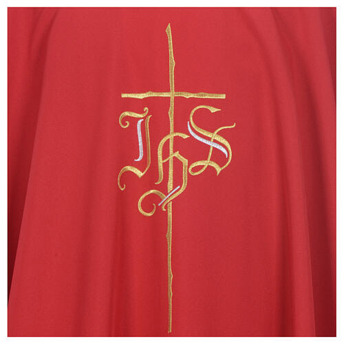 Chasuble liturgique IHS croix stylisée 4 couleurs pol. 3