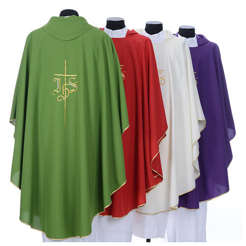 Chasuble liturgique IHS croix stylisée 4 couleurs pol. 7