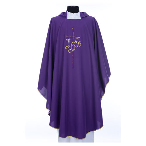 JHS Chasuble with Gold Cross in polyester 14