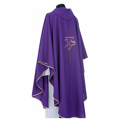 JHS Chasuble with Gold Cross in polyester 3