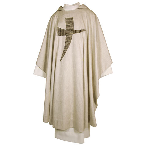Chasuble St. Francis model with tau symbol in cotton 1