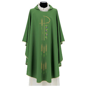 Chasuble in polyester with Chi-Rho and ears of wheat