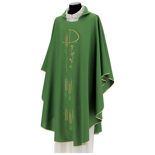 Chasuble in polyester with Chi-Rho and ears of wheat 3