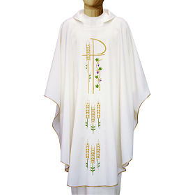 Casullas: Casulla 100% poliéster XP espigas y flores