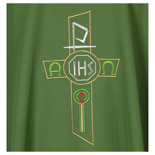 Kasel mit Kreuz IHS Alpha und Omega aus Polyester 2