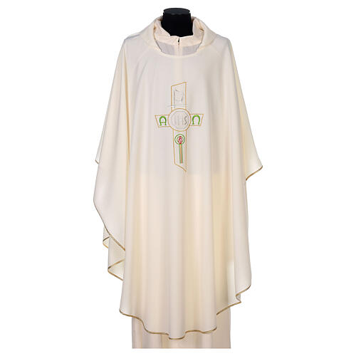 Chasuble in polyester with JHS, cross and Alpha & Omega desi 5