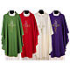 Chasuble in polyester with JHS, cross and Alpha & Omega desi s1