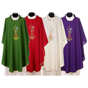 Chasuble in polyester with Cross & Flames