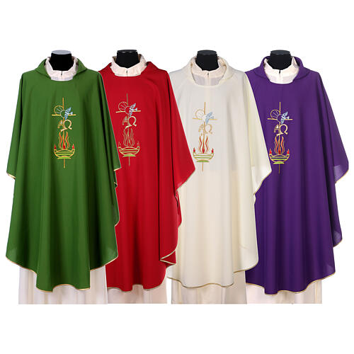 Chasuble in polyester with Cross & Flames 1