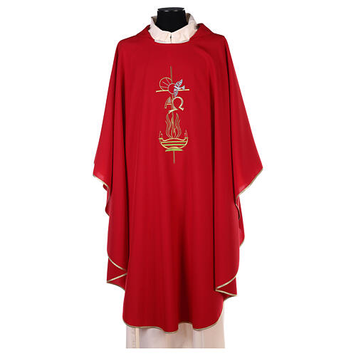 Chasuble in polyester with Cross & Flames 4
