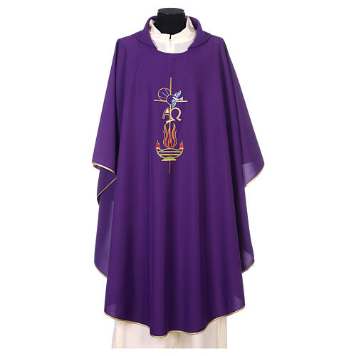 Chasuble in polyester with Cross & Flames 6