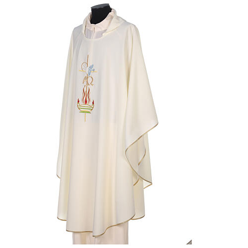 Chasuble liturgique croix et flamme 100% polyester 7