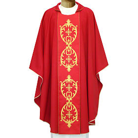 Chasuble in double twisted wool yarn and lurex with embroidery