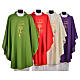 Chasuble in polyester with Chi-Rho monstrance chalice and wheat s11