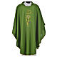 Chasuble in polyester with Chi-Rho monstrance chalice and wheat s13