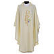 Chasuble in polyester with Chi-Rho monstrance chalice and wheat s15